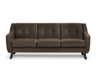 Skandynawska sofa 3 osobowa welur brązowa