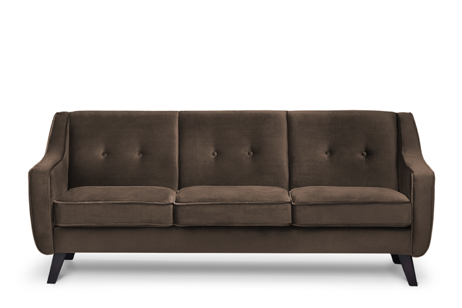 TERSO Skandynawska sofa 3 osobowa welur brązowa brązowy - zdjęcie 0
