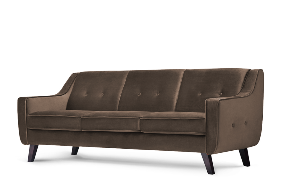 TERSO Skandynawska sofa 3 osobowa welur brązowa brązowy - zdjęcie 1