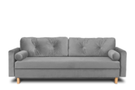 Szara sofa welurowa 3 osobowa rozkładana