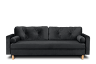 Ciemnoszara welurowa sofa 3 osobowa rozkładana