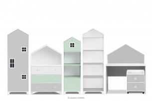 MIRUM, https://konsimo.pl/kolekcja/mirum/ Zestaw meble domki dla chłopca szare 6 elementów biały/ciemny miętowy/szary - zdjęcie