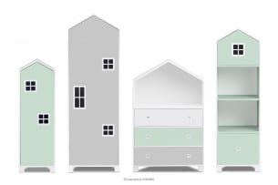 MIRUM, https://konsimo.pl/kolekcja/mirum/ Zestaw meble domki dla chłopca szare 4 elementy biały/ciemny miętowy/szary - zdjęcie
