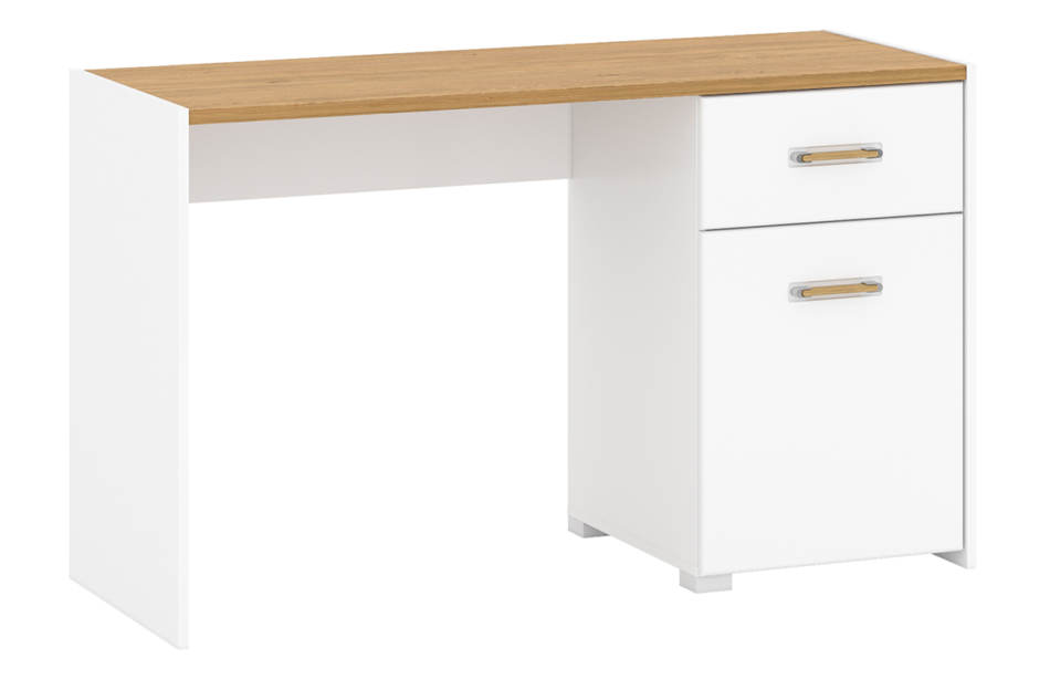 ANTHO Skandynawskie biurko z półkami 130 cm białe / dąb biały/dąb naturalny - zdjęcie 0