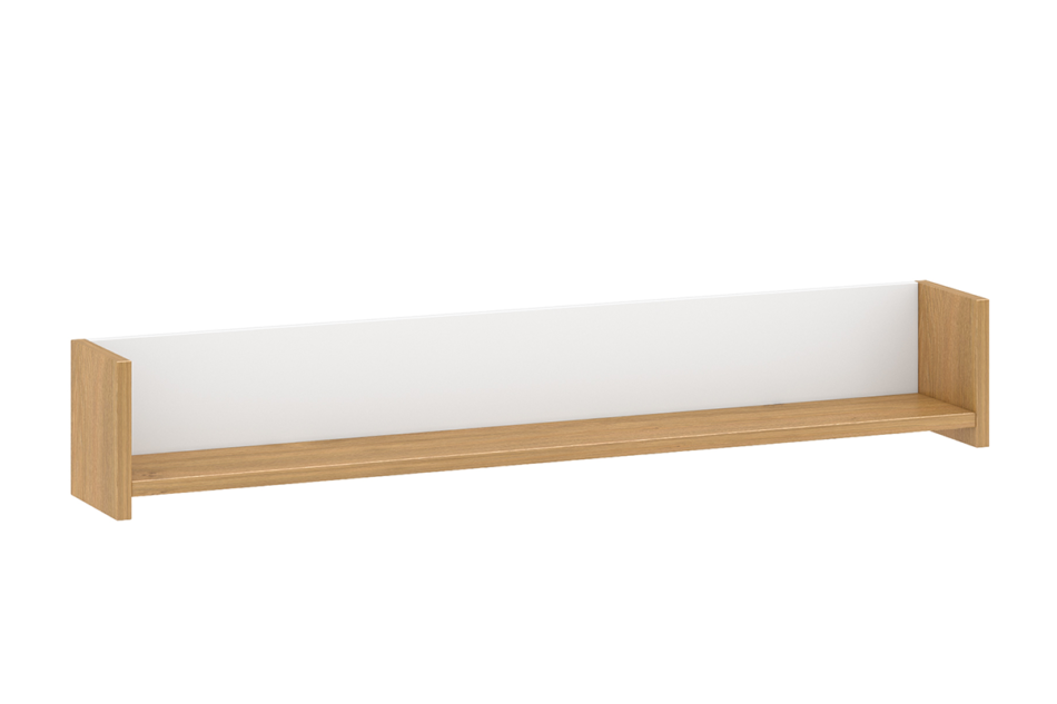 ANTHO Skandynawska półka wisząca 140 cm biała / dąb biały/dąb naturalny - zdjęcie 0