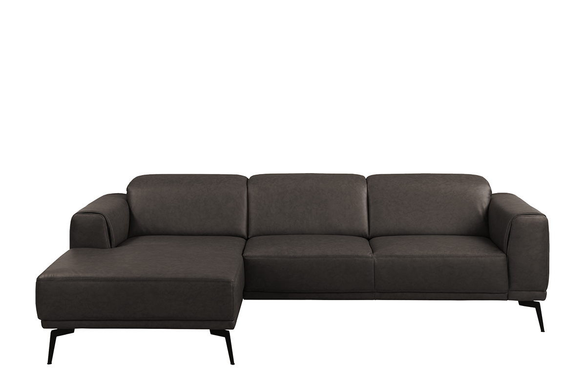 Narożnik skórzany w stylu loft na nóżkach szary lewy