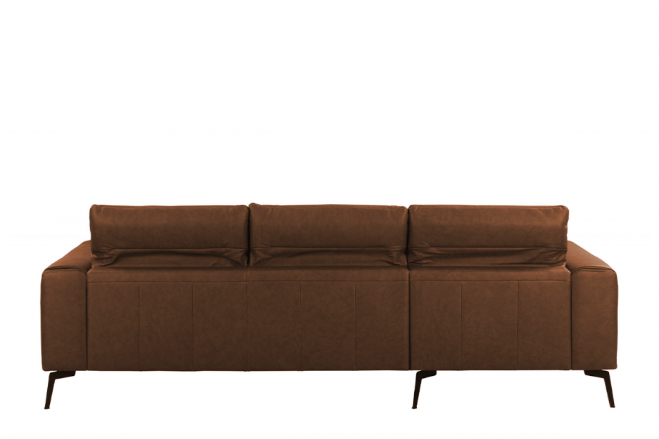 RICANO Narożnik skórzany w stylu loft na nóżkach ciepły brąz lewy brązowy - zdjęcie 4
