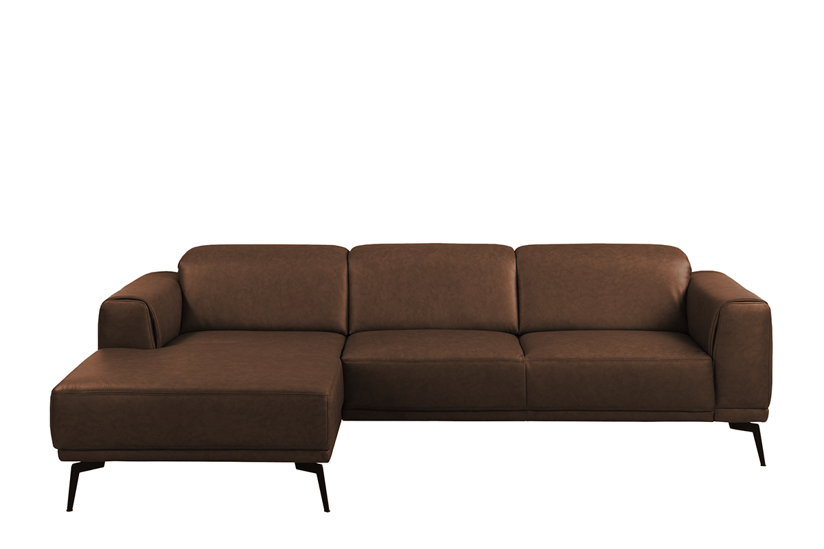 Narożnik skórzany w stylu loft na nóżkach brązowy lewy