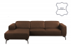 RICANO Narożnik skórzany w stylu loft na nóżkach brązowy lewy ciemny brązowy - zdjęcie 1