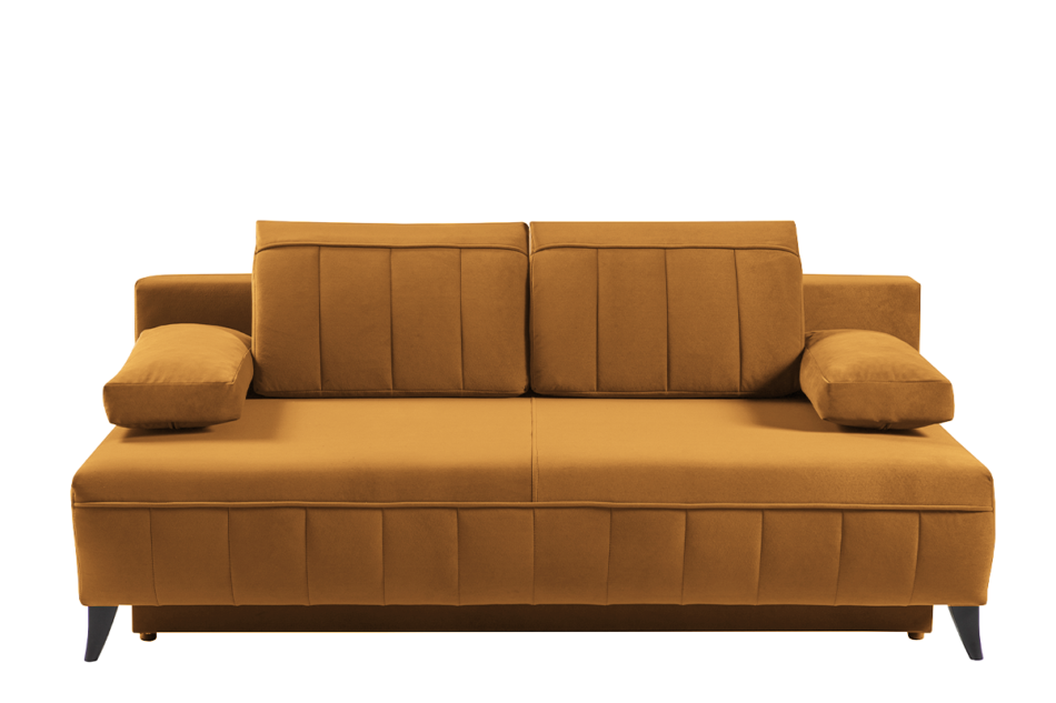 VENTI Sofa z funkcją spania z podłokietnikami welur musztarda musztardowy - zdjęcie 0