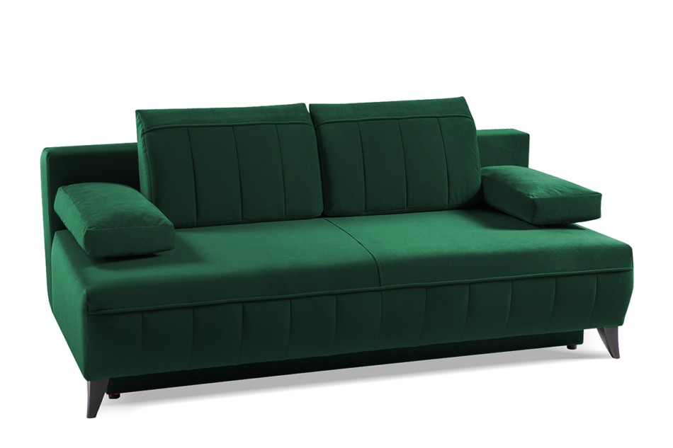 VENTI Sofa z funkcją spania z podłokietnikami welur butelkowa zieleń ciemny zielony - zdjęcie 2