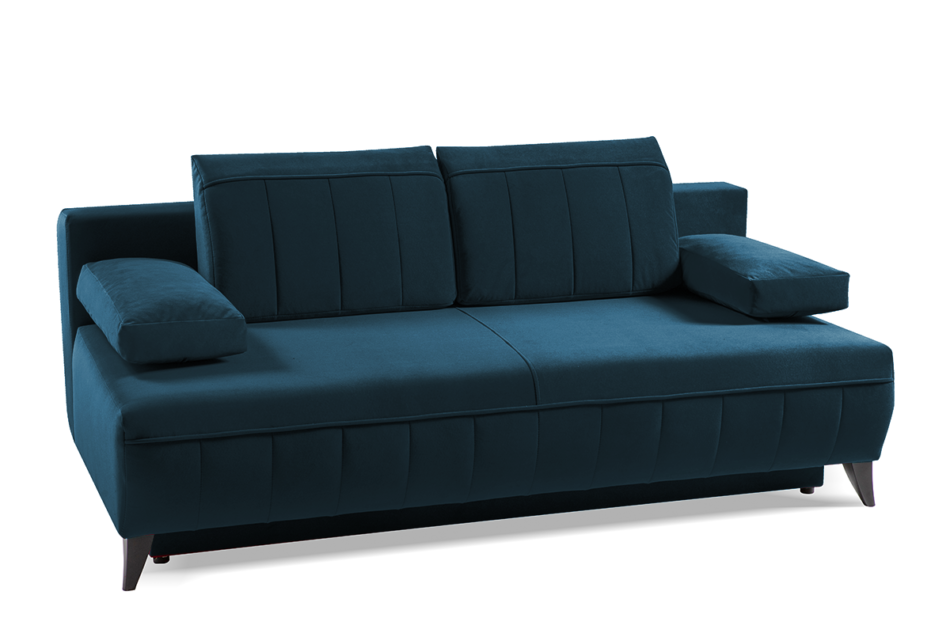 VENTI Sofa z funkcją spania z podłokietnikami welur niebieska morski - zdjęcie 2