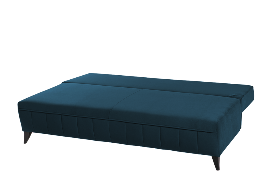 VENTI Sofa z funkcją spania z podłokietnikami welur niebieska morski - zdjęcie 3