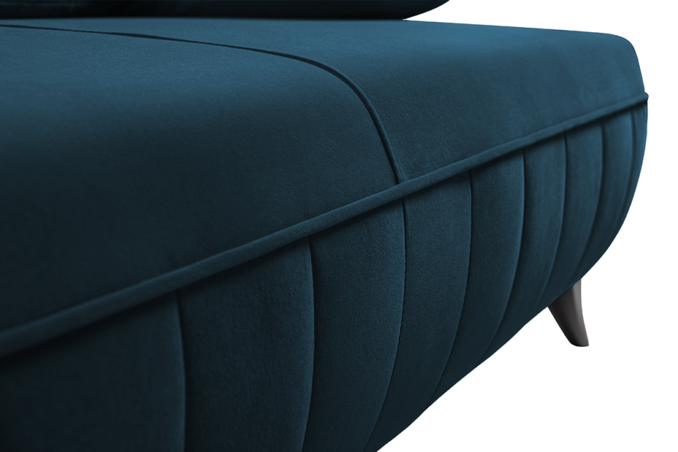 VENTI Sofa z funkcją spania z podłokietnikami welur niebieska morski - zdjęcie 5