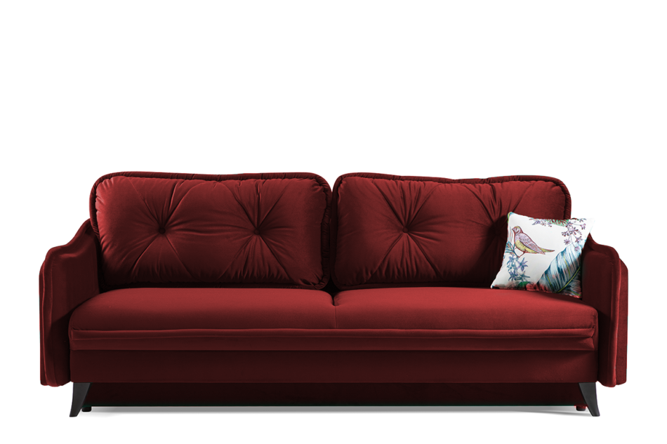 MELICO Kanapa rozkładana duże poduszki welur czerwona bordowy - zdjęcie 0
