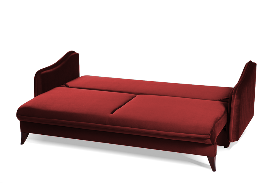 MELICO Kanapa rozkładana duże poduszki welur czerwona bordowy - zdjęcie 3