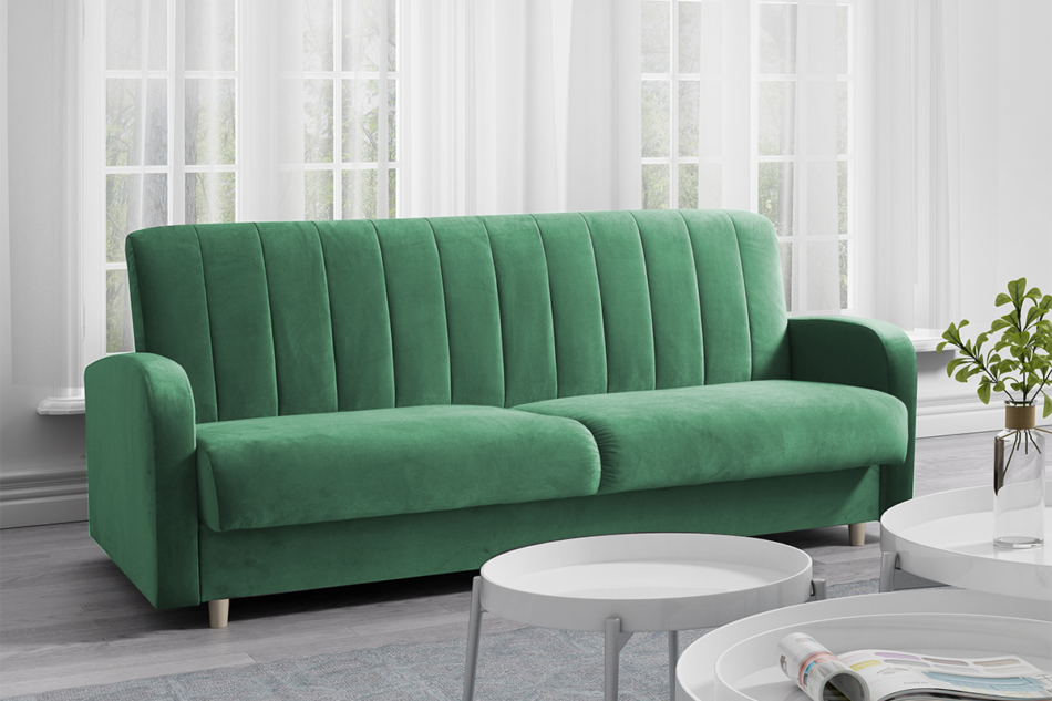 CAVICO Rozkładana sofa do salonu automat wersalkowy ciemnozielona ciemny zielony - zdjęcie 1