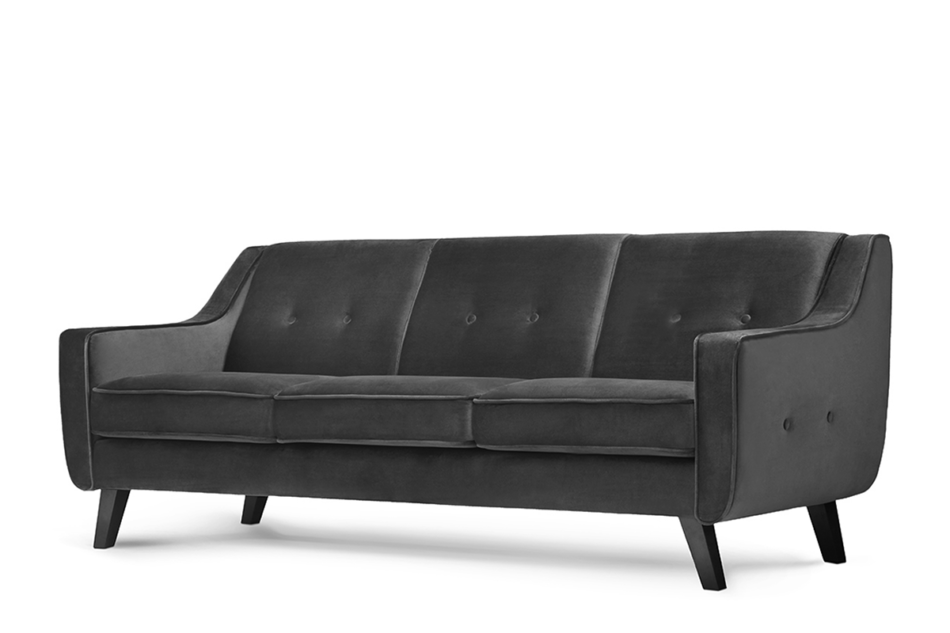 TERSO Skandynawska sofa 3 osobowa welur grafit grafitowy - zdjęcie 1
