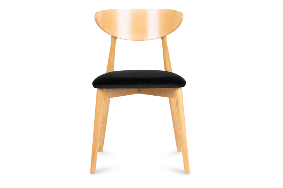 RABI Krzesło drewniane dąb czarny welur czarny/jasny dąb - zdjęcie 1