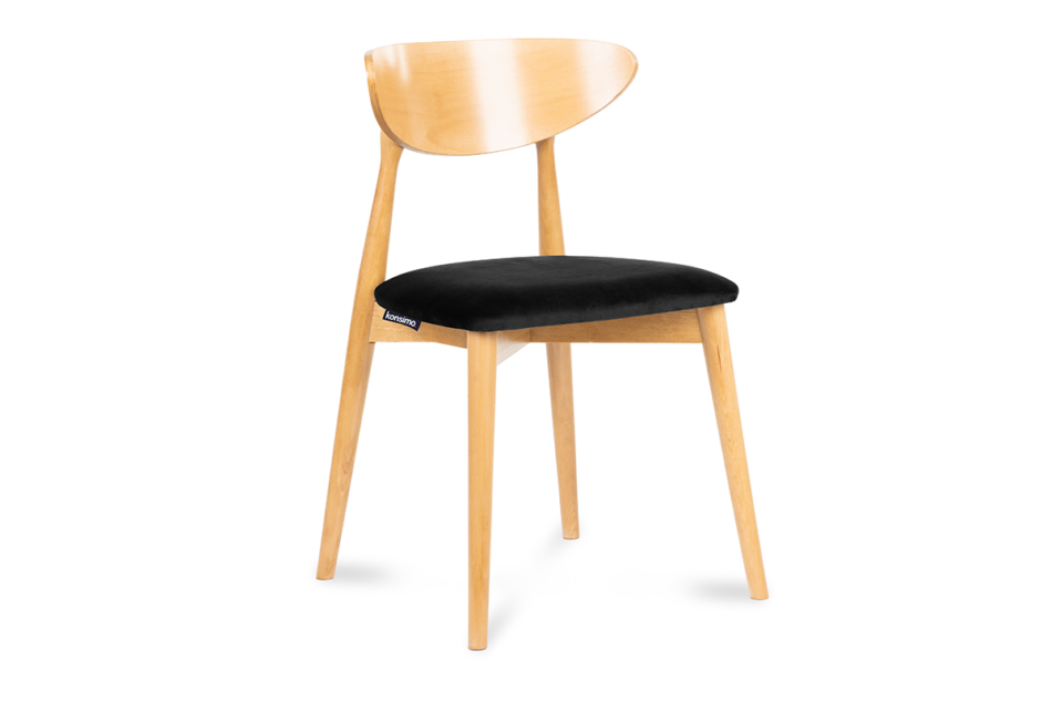 RABI Krzesło drewniane dąb czarny welur czarny/jasny dąb - zdjęcie 0