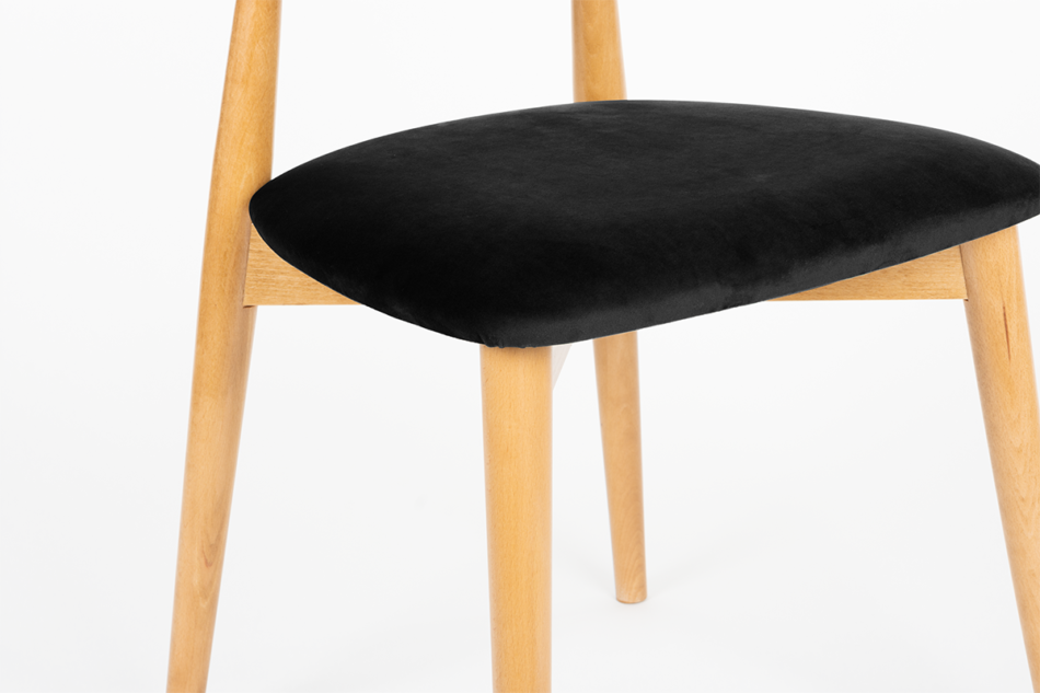 RABI Krzesło drewniane dąb czarny welur czarny/jasny dąb - zdjęcie 4