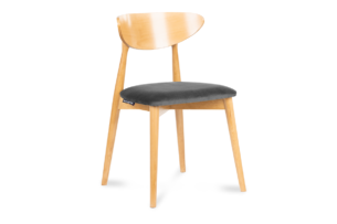 RABI, https://konsimo.pl/kolekcja/rabi/ Krzesło drewniane dąb szary welur szary/dąb jasny - zdjęcie