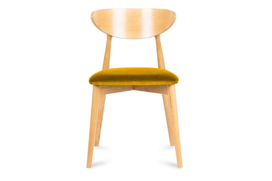 RABI Krzesło drewniane dąb żółty welur musztardowy/dąb jasny - zdjęcie 1
