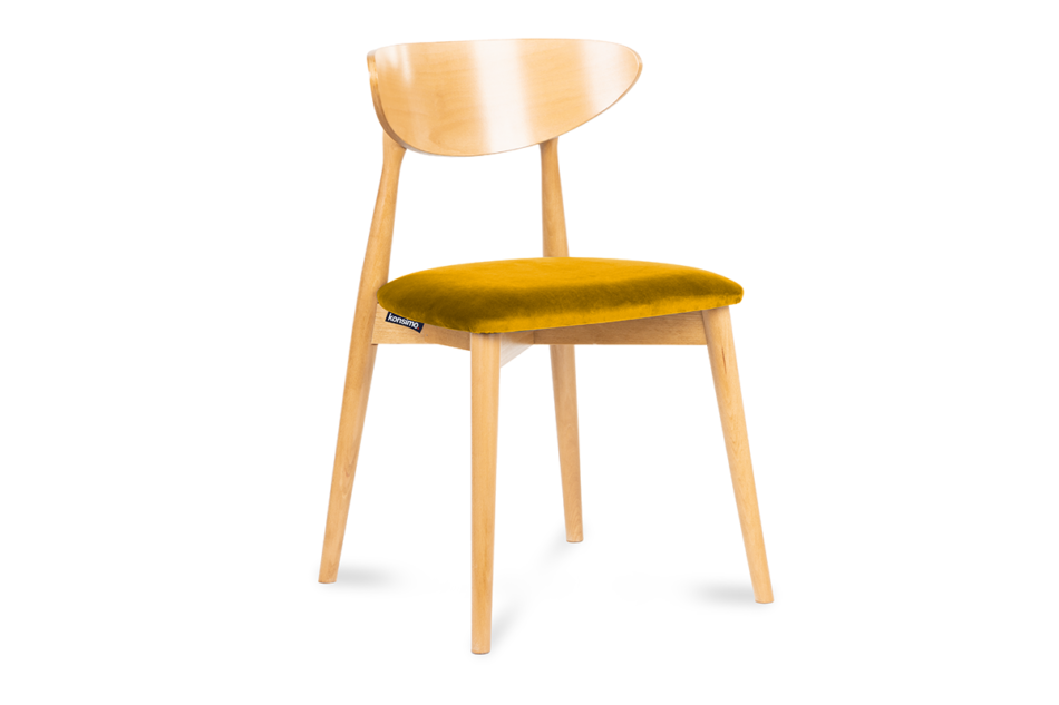 RABI Krzesło drewniane dąb żółty welur musztardowy/dąb jasny - zdjęcie 0