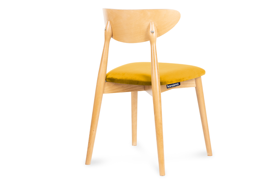 RABI Krzesło drewniane dąb żółty welur musztardowy/dąb jasny - zdjęcie 3