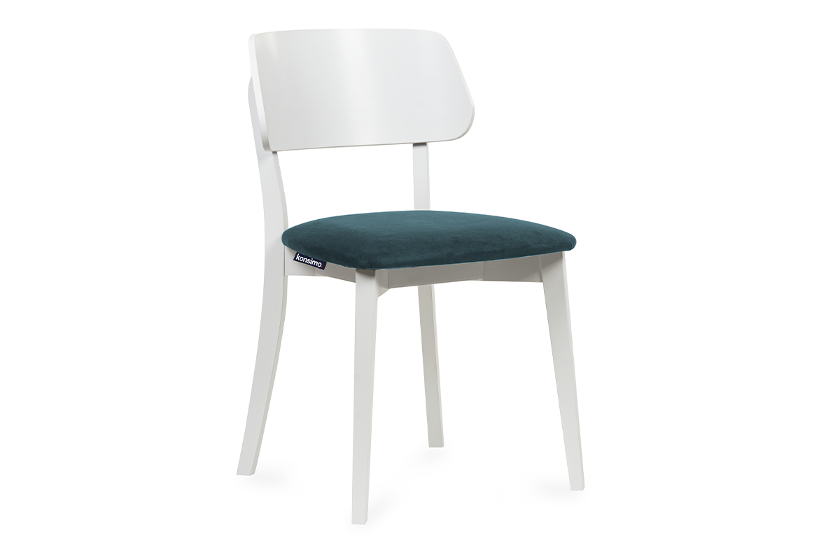 Krzesło nowoczesne białe drewniane turkus