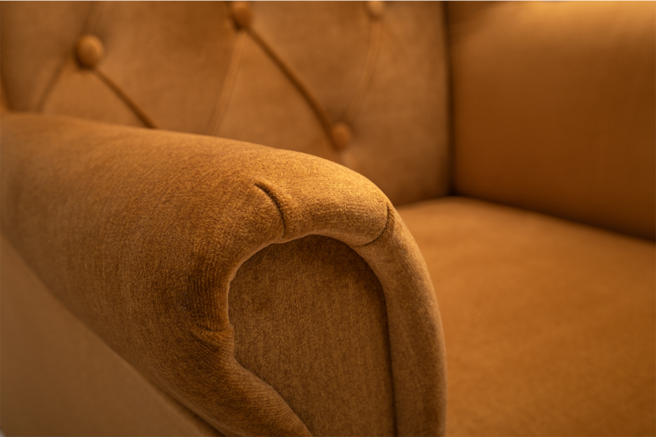 ERBO Skandynawski fotel uszak na drewnianych nóżkach żółty miodowy - zdjęcie 3