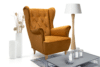 ERBO Skandynawski fotel uszak na drewnianych nóżkach żółty miodowy - zdjęcie 2