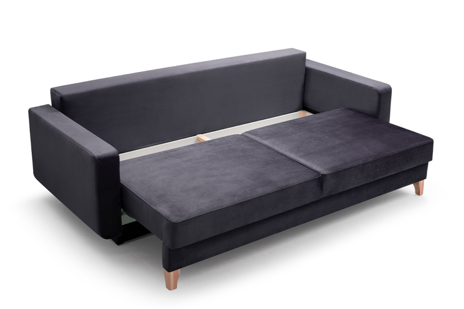GUSTINA Skandynawska sofa 3 osobowa z funkcją spania grafitowa ciemny szary - zdjęcie 3
