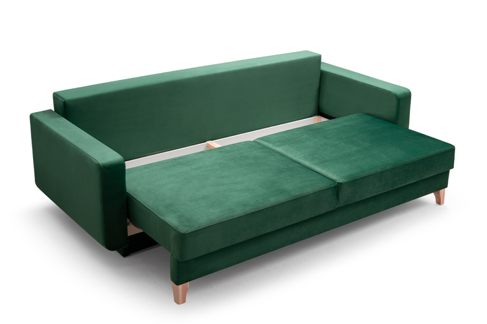 GUSTINA Skandynawska sofa 3 osobowa z funkcją spania zielona ciemny zielony - zdjęcie 3