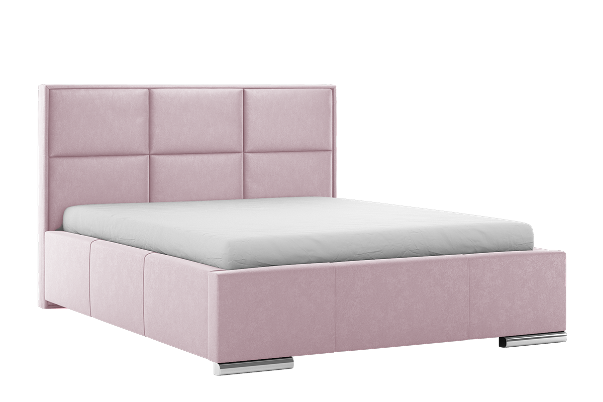 Łóżko podwójne tapicerowane 180x200 welur różowe