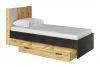 CAGO Pojedyncze łóżko z szufladami do pokoju nastolatka dąb / szary / czarny dąb artisan/szary/czarny - zdjęcie 3