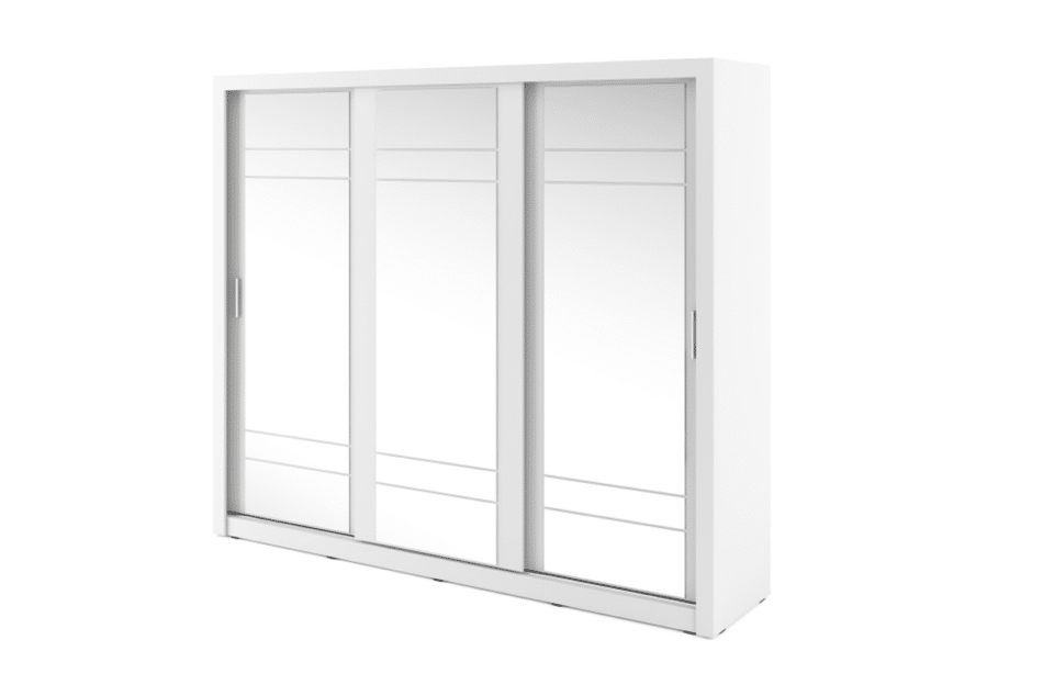 APERA Duża szafa trzydrzwiowa z lustrem biała biały - zdjęcie 0