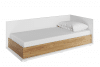 TINCTO Łóżko jednoosobowe z materacem 90x200 biały/hikora naturalna - zdjęcie 1