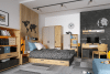 CAGO Pojedyncze łóżko z szufladami do pokoju nastolatka dąb / szary / czarny dąb artisan/szary/czarny - zdjęcie 2