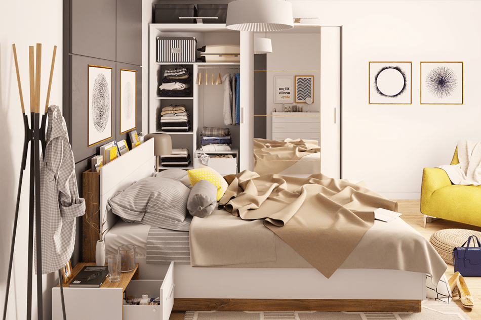 CALIBO Komoda do sypialni z szufladami biały/dąb stirling - zdjęcie 3