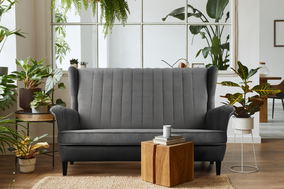 ABELO Sofa uszak na nóżkach szara szary - zdjęcie 1