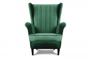 ABELO, https://konsimo.pl/kolekcja/abelo/ Fotel uszak na nóżkach butelkowa zieleń ciemny zielony - zdjęcie