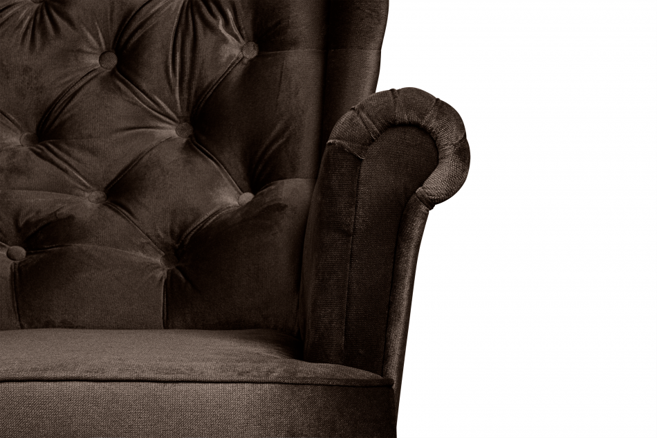 BROMO Pikowany fotel uszak brązowy brązowy - zdjęcie 6