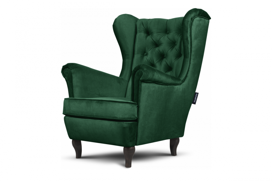 BROMO Pikowany fotel uszak butelkowa zieleń ciemny zielony - zdjęcie 2