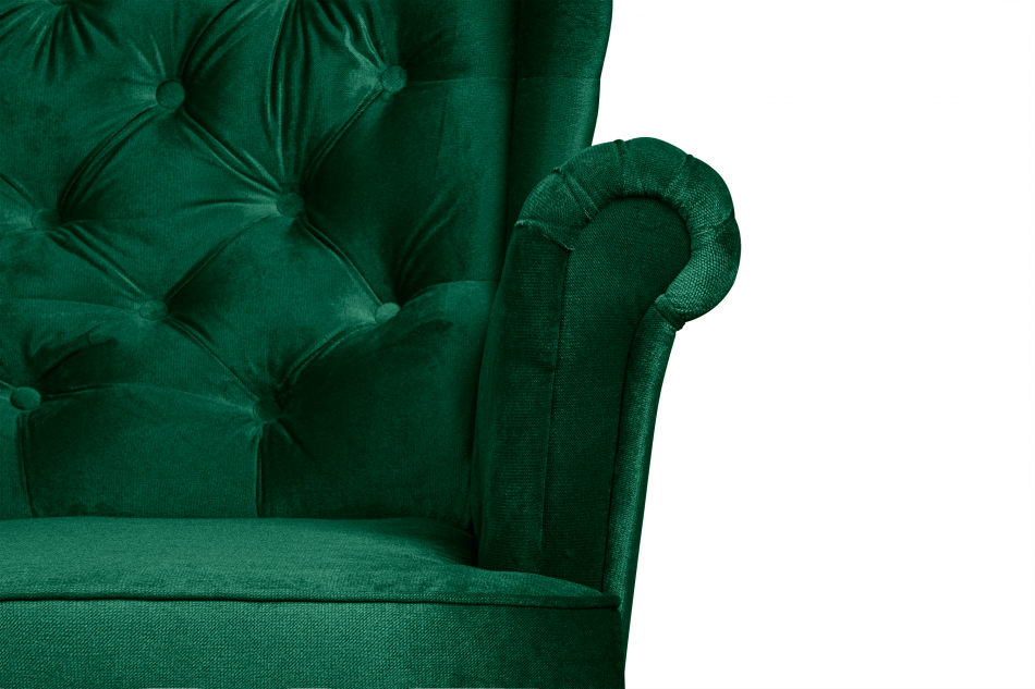 BROMO Pikowany fotel uszak butelkowa zieleń ciemny zielony - zdjęcie 7