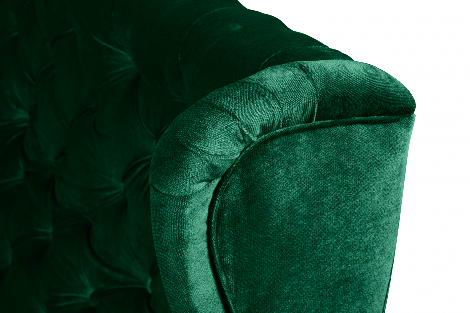 BROMO Pikowany fotel uszak butelkowa zieleń ciemny zielony - zdjęcie 8