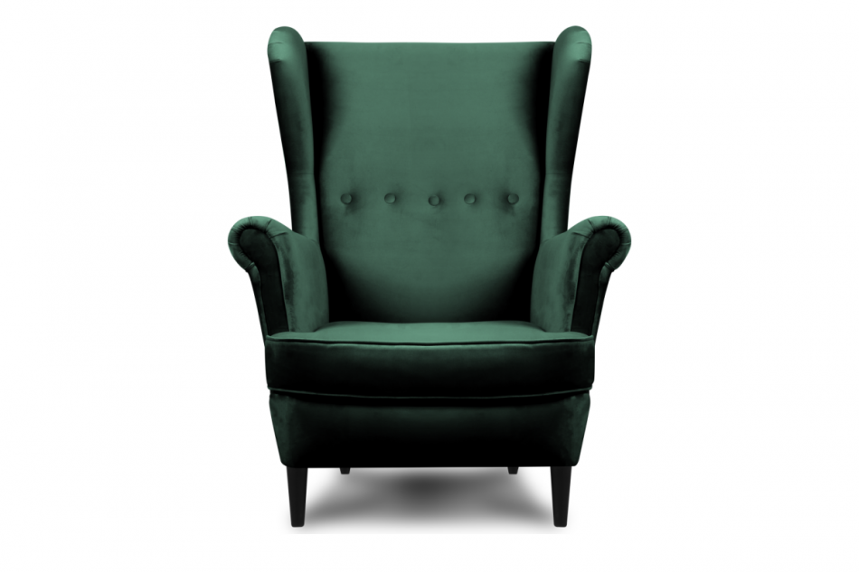 LETO Welurowy fotel uszak butelkowa zieleń ciemny zielony - zdjęcie 0