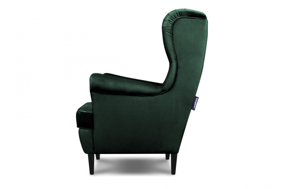 LETO Welurowy fotel uszak butelkowa zieleń ciemny zielony - zdjęcie 3