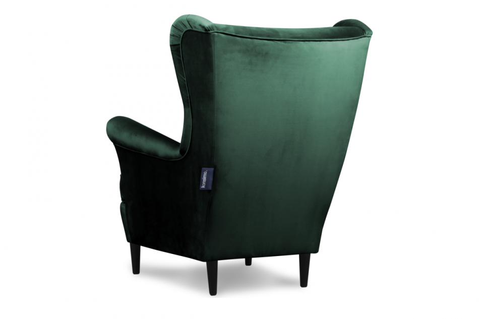 LETO Welurowy fotel uszak butelkowa zieleń ciemny zielony - zdjęcie 4