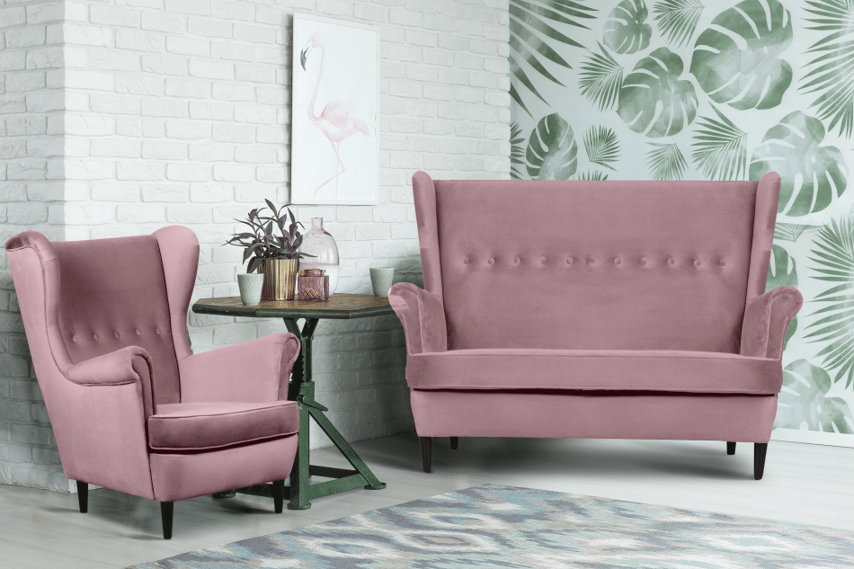 LETO Welurowa sofa uszak różowa różowy - zdjęcie 1
